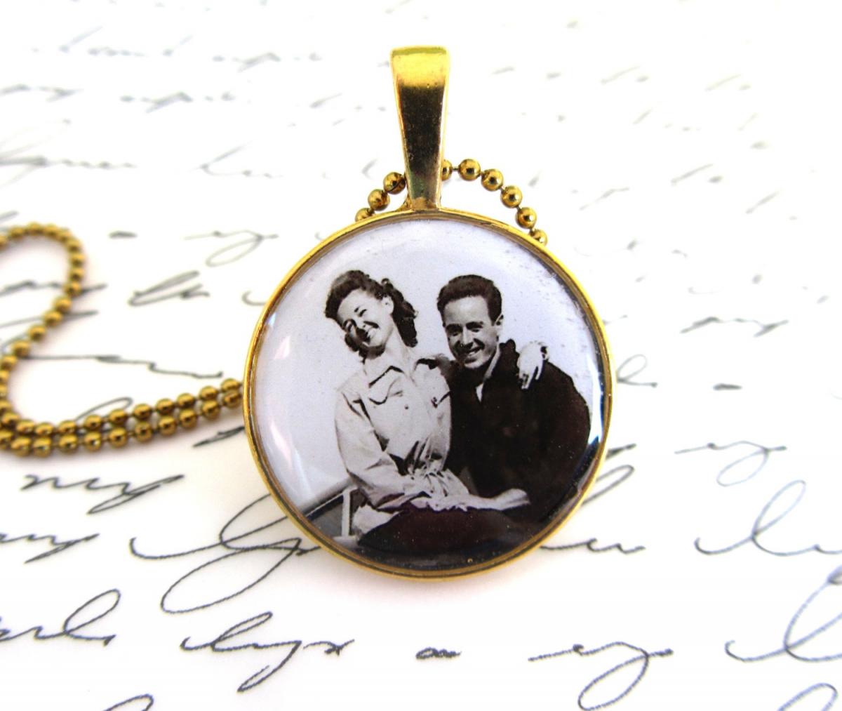 Custom Necklace With Your Family Photo, 1" Round Setting